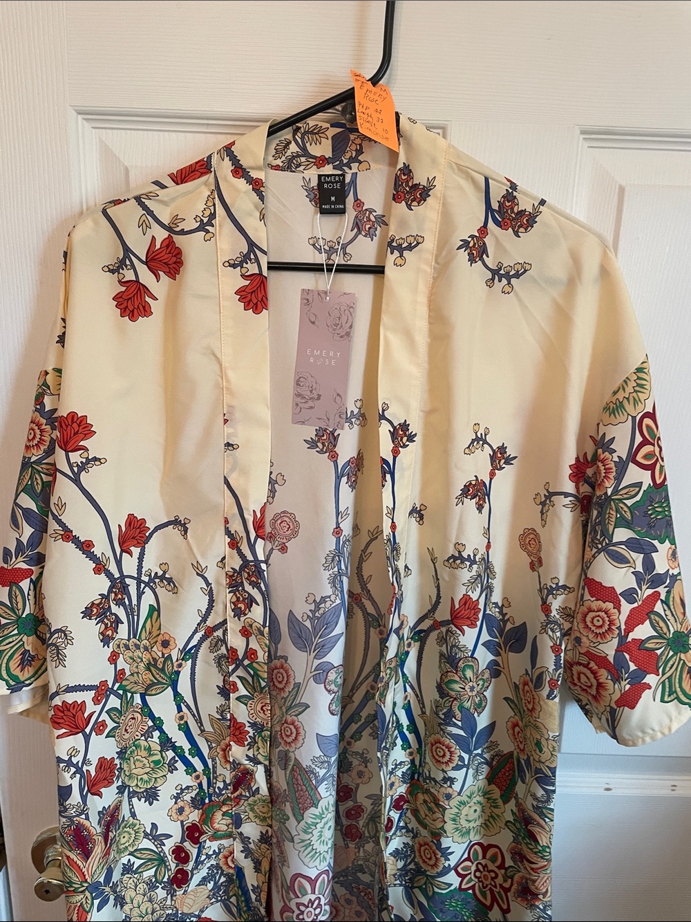 Cream Floral Kimono Jacket